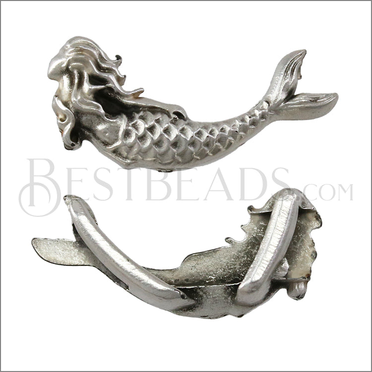 5mm flat MERMAID slider ANTIQUE SILVER - 10 pcs