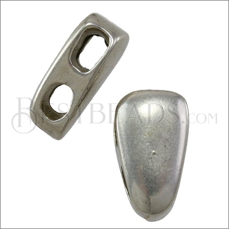 3mm round 2 STRAND TEARDROP slider ANTIQUE SILVER - 10 pcs