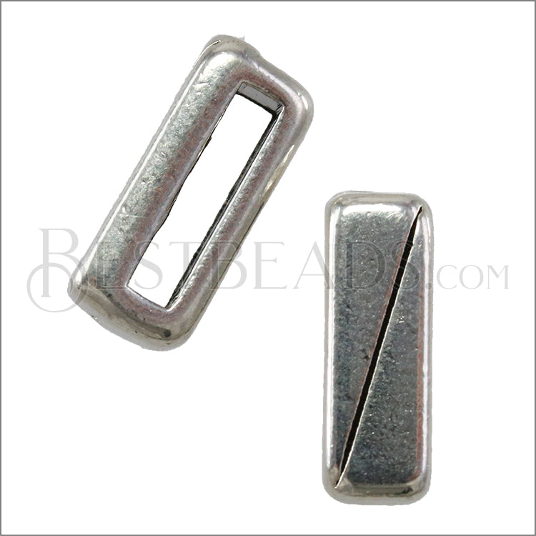 10mm flat DIAGONAL slider ANTIQUE SILVER - 10 pcs