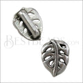5mm flat MONSTERA LEAF slider ANTIQUE SILVER - 10 pcs