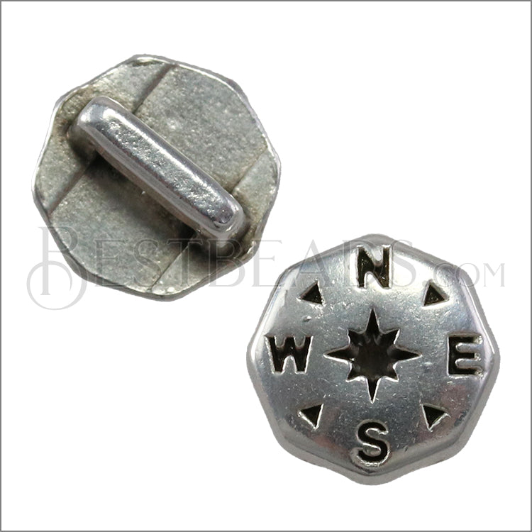 5mm flat COMPASS slider ANTIQUE SILVER - 10 pcs