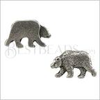 10mm flat BEAR slider ANT SILVER - 10 pcs