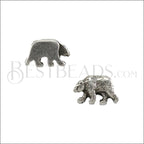 5mm flat BEAR slider ANT SILVER - 10 pcs