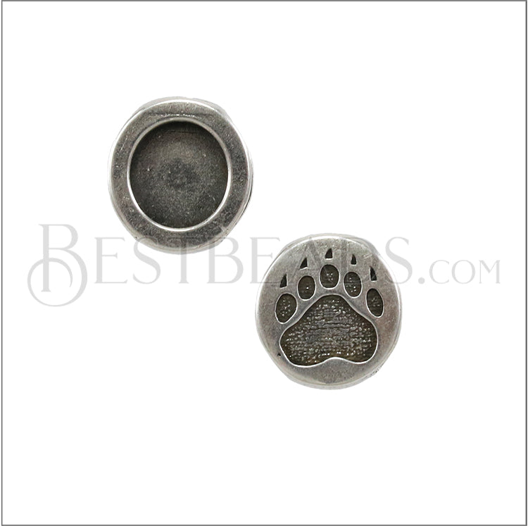 10mm flat BEAR PAW slider ANT SILVER - 10 pcs