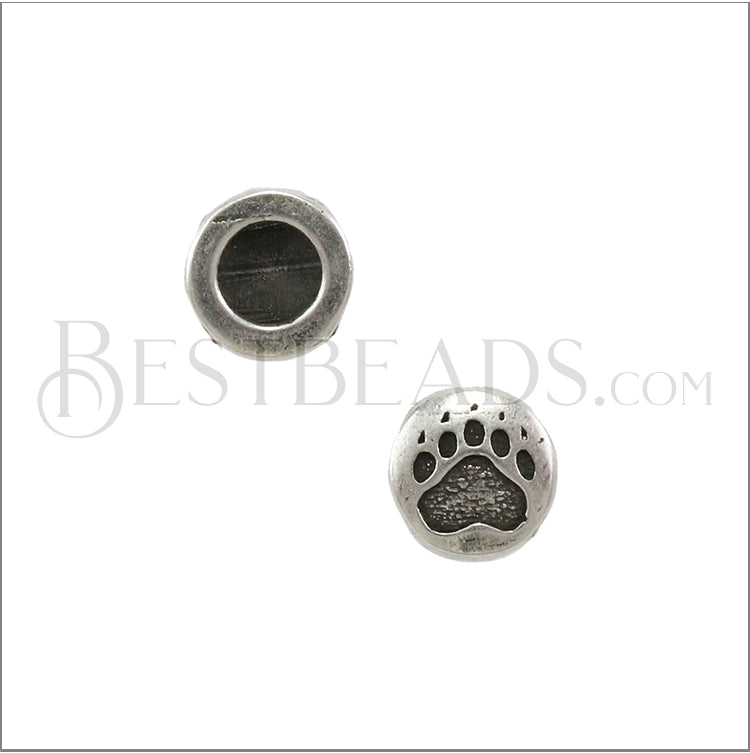 5mm flat BEAR PAW slider ANT SILVER - 10 pcs