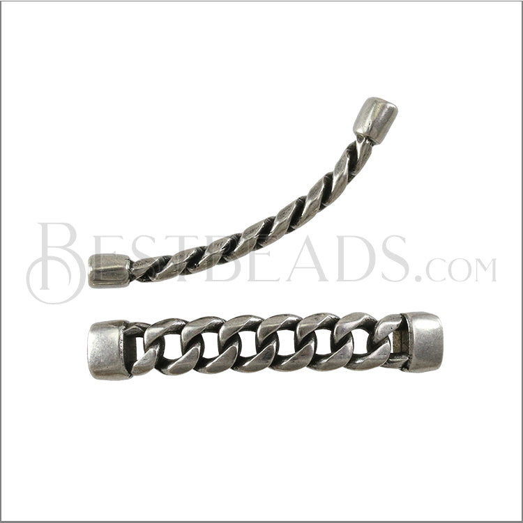 5mm flat CHAIN BAR SPACER ANT SILVER - 10 pcs