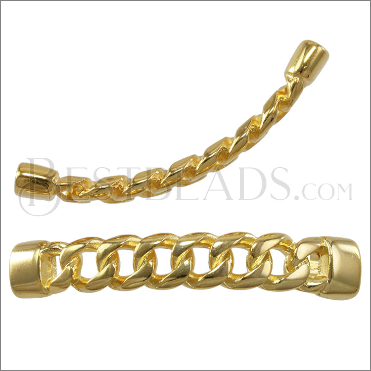5mm flat CHAIN BAR spacer SHINY GOLD - 10 pcs