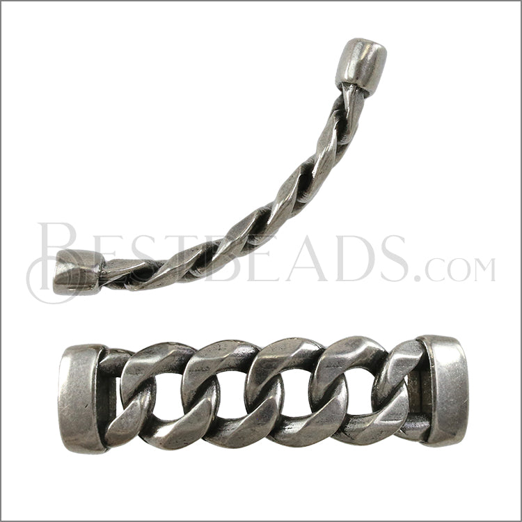 10mm flat CHAIN BAR SPACER ANT SILVER - 10 pcs