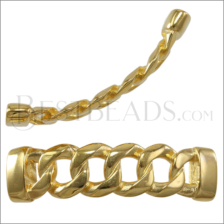 10mm flat CHAIN BAR spacer SHINY GOLD - 10 pcs