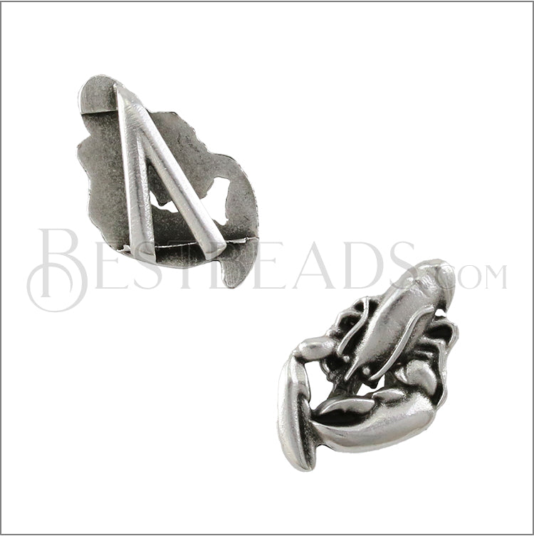 10mm Flat LOBSTER slider ANTIQUE SILVER - 10 pcs