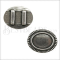 10mm Flat DOTTED CHAIN CABOCHON slider ANTIQUE SILVER - 10 pcs