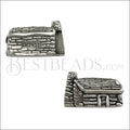 10mm flat LOG CABIN slider ANT SILVER - 10 pcs