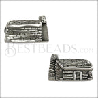 10mm flat LOG CABIN slider ANT SILVER - 10 pcs