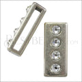 20mm flat 4 CRYSTAL BAR slider ANT SILVER - 10 pcs