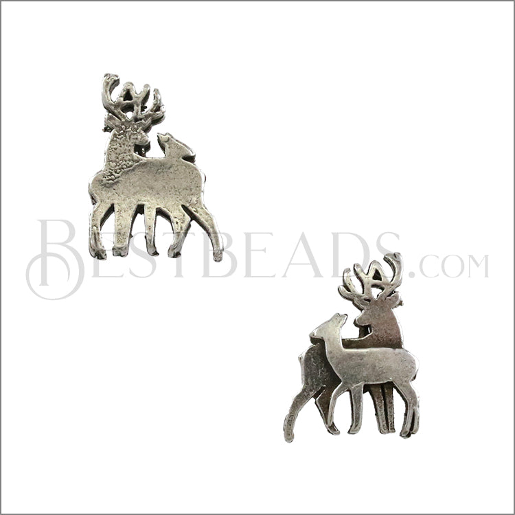 10mm Flat DEER slider ANTIQUE SILVER - 10 pcs