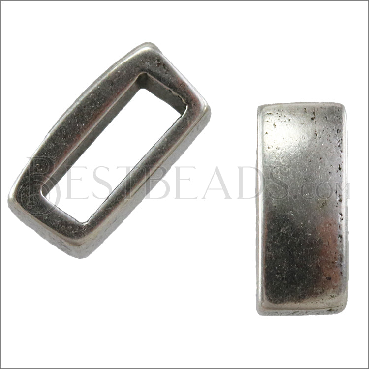 6mm flat PLAIN BAR slider ANT SILVER - 10 pcs