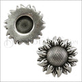 10mm flat DETAILED SUNFLOWER slider ANT SILVER - 10 pcs