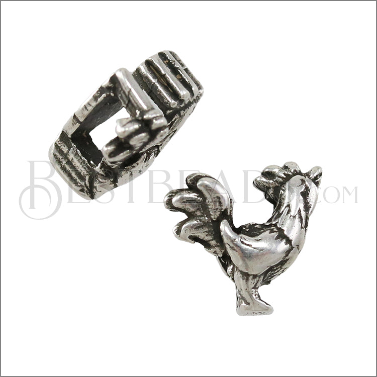 5mm flat ROOSTER slider ANT SILVER - 10 pcs