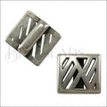 10mm flat SQUARE GEOMETRIC MOUNTAINS slider ANT SILVER - 10 pcs