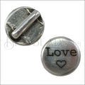 5mm flat LOVE slider ANT SILVER - 10 pcs