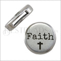 10mm flat FAITH slider ANT SILVER - 10 pcs