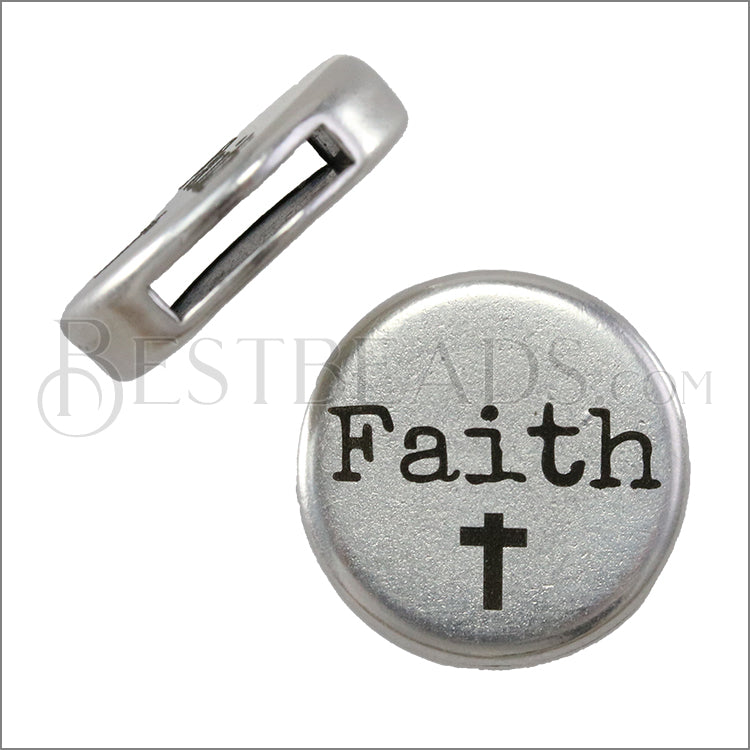 10mm flat FAITH slider ANT SILVER - 10 pcs