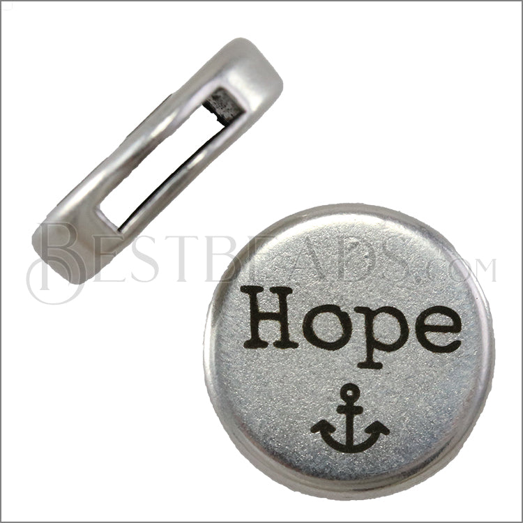 10mm flat HOPE slider ANT SILVER - 10 pcs