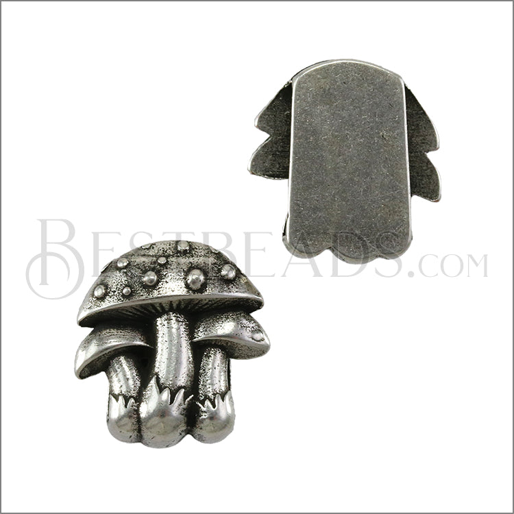 10mm flat MUSHROOM slider ANT SILVER - 10 pcs