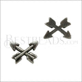 5mm flat CROSSED ARROWS slider ANT SILVER - 10 pcs