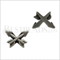 10mm flat CROSSED ARROWS slider ANT SILVER - 10 pcs