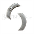 15mm flat CRIMP SMOOTH CRESCENT slider ANT SILVER - 10 pcs