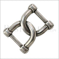 8mm flat DOUBLE HORSESHOE slider ANT SILVER - 10 pcs