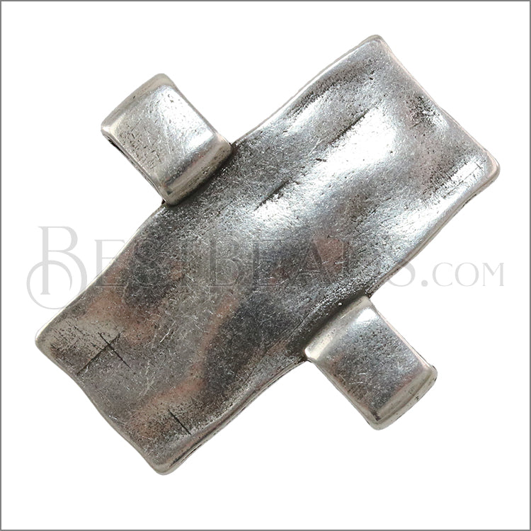 5mm flat TWO STRAND RECTANGLE  slider ANT SILVER - 10 pcs