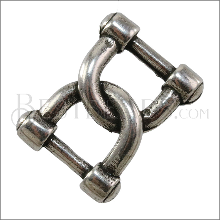 5mm flat DOUBLE HORSESHOE slider ANT SILVER - 10 pcs