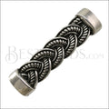 11x6mm ORNATE BRAID slider ANT SILVER - 10 pcs