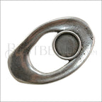 10mm flat IRREGULAR OVAL w/ NO STONE centerpiece ANT SILVER - 5 pcs