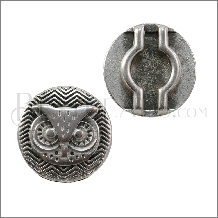 20mm flat OWL DISC slider ANT SILVER - 5 pcs