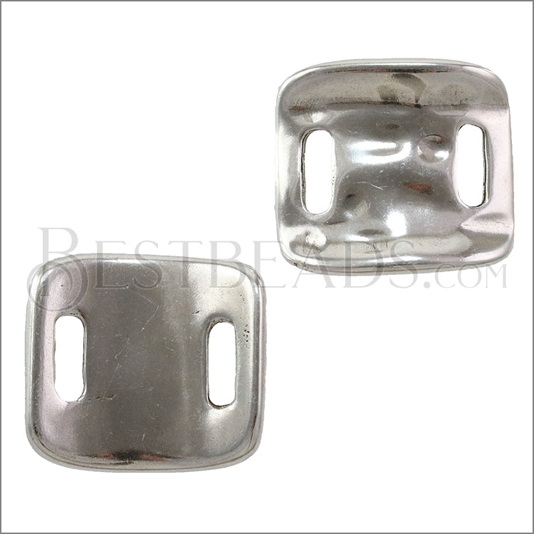 10mm flat SHORT RUSTIC FRAME slider ANT SILVER - 5 pcs