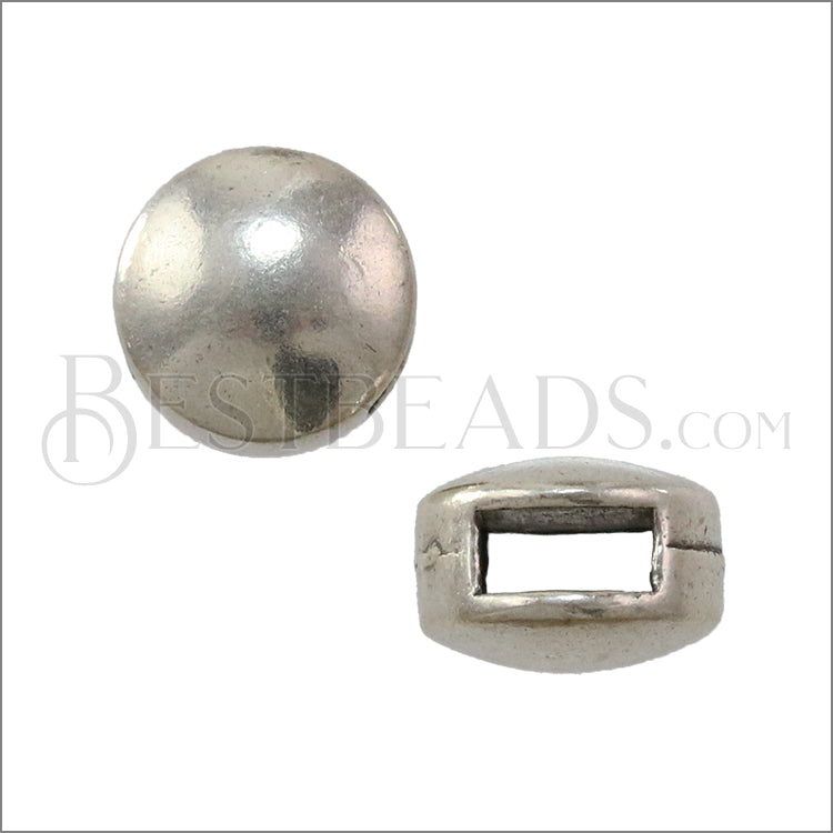 5mm flat ROUNDED CIRCLE slider ANT SILVER - 10 pcs