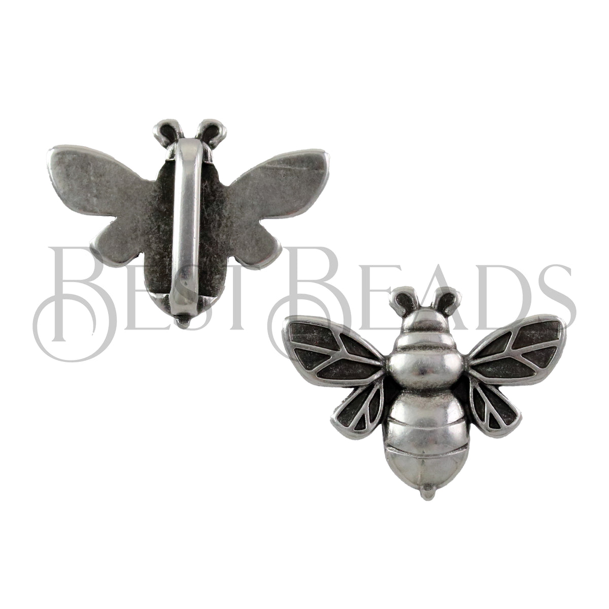 10mm flat HONEYBEE slider ANT SILVER - 10pcs
