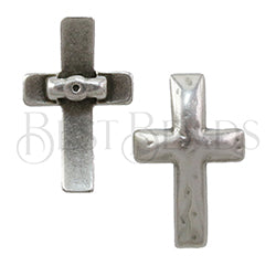 5mm flat HAMMERED CROSS CRIMP slider ANT SILVER - 5 pcs