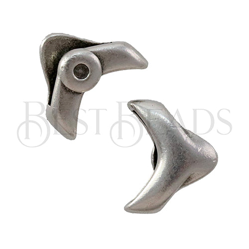 10mm flat BRACKET CRIMP slider ANT SILVER - 10 pcs