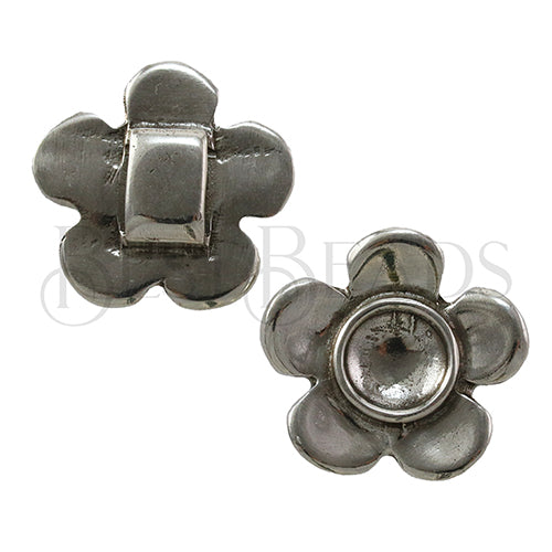 10mm flat DAISY slider ANT SILVER w/ NO STONE - 2 pcs