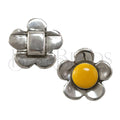 10mm flat EPOXY DAISY slider ANT SILVER w/ YELLOW - 2 pcs