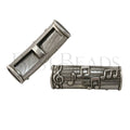10mm flat MUSICAL NOTES slider ANT SILVER - 5 pcs