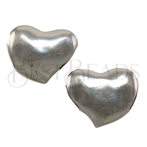 11mm flat LARGE HEART slider ANT SILVER - 2 pcs