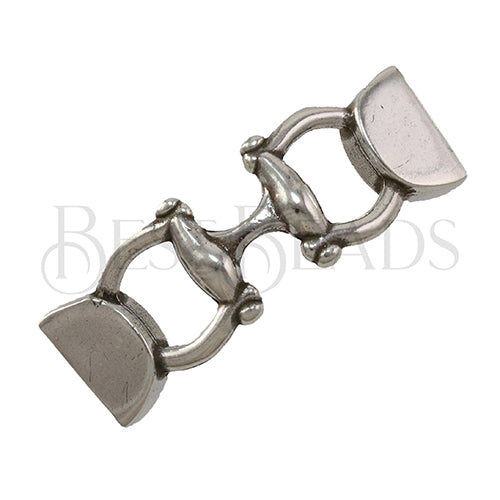 10mm flat HORSE STIRRUP slider ANT SILVER - 5 pcs