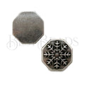 10mm flat OCTOGONAL SNOWFLAKE slider ANT SILVER - 5 pcs