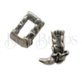5mm flat COWBOY BOOT slider ANT SILVER - 10 pcs