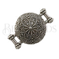 5mm flat ORNATE MANDALA centerpiece ANT SILVER - 2 pc